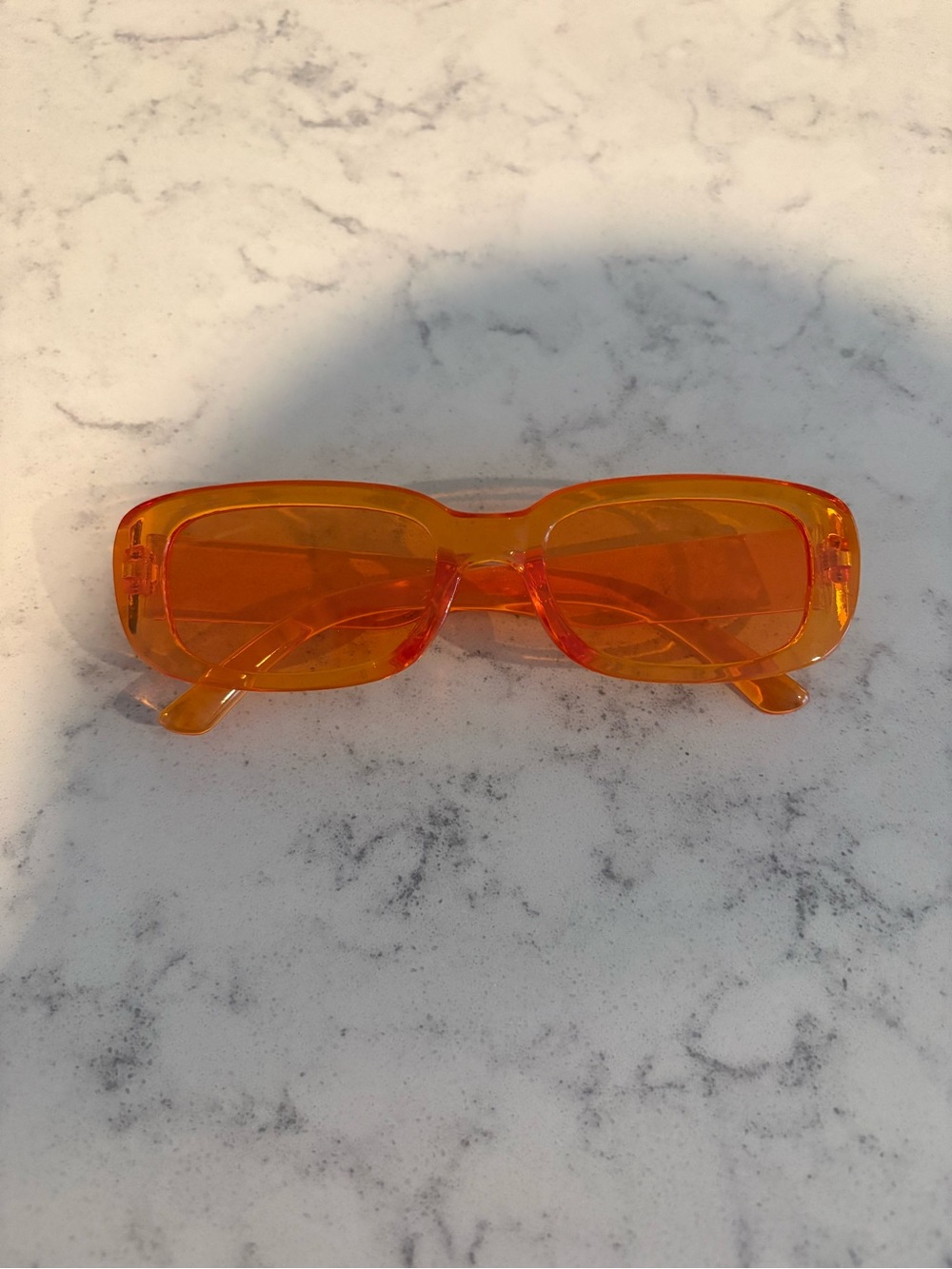 Orange Rectangular Women's Sunglasses